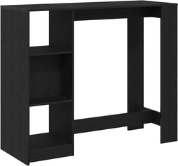 vidaXL - Bartafel - met - Plank - Zwart - Eikenhout - 102,5x46x103,5 - cm - Engineered - Hout