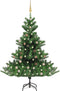 vidaXL - Kunstkerstboom - Nordmann - met - LED's - en - kerstballen - 150 - cm - groen
