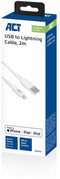 ACT AC3012 - USB-A naar Lightning kabel - MFI gecertificeerd 2 meter - Wit