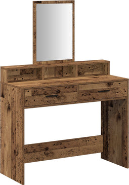 vidaXL - Kaptafel - met - Lades - van - Oud - Hout - 100x41x140 - cm