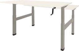 Dextro zit/sta hoogte slinger verstelbare Duo werkplek, bladmaat 2 x 160 x 80 cm., frame kleur zwart RAL 9005 blad 25 mm. melamine Schaduwzwart