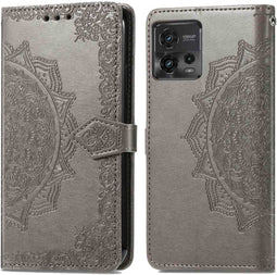 iMoshion Hoesje Geschikt voor Motorola Moto G72 Hoesje Met Pasjeshouder - iMoshion Mandala Bookcase - Grijs