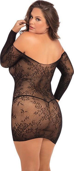 Kanten Offshoulder jurkje René Rofé zwart