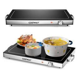 Coast elektrische warmhoudplaat - buffetwarmer 300 W - 56 x 36 cm - zilver/zwart