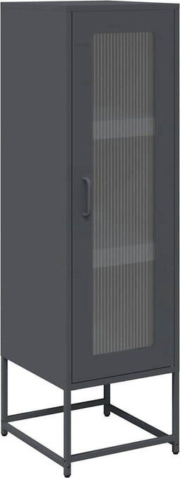 vidaXL - Hoge - kast - 36x39x123 - cm - koudgewalst - staal - antracietkleurig