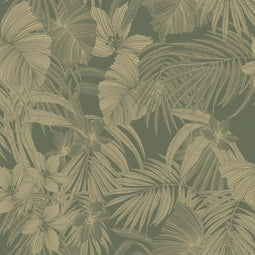 DUTCH WALLCOVERINGS Behang Joelle groen en goudkleurig