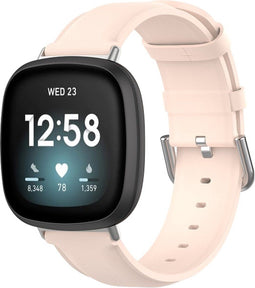 Somstyle Luxe Tailed Leren Bandje Geschikt Voor Fitbit Versa 3, Sense - Roze
