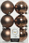 Decoris Kerstballen - 6x st - walnoot bruin - D8 cm - kunststof - mat/glans - kerstversiering