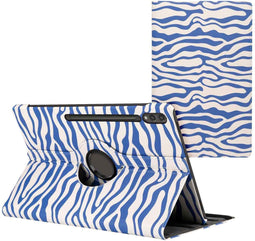 imoshion Tablet Hoes - Geschikt voor Samsung Galaxy Tab S9 11.0 inch Ultra / Galaxy Tab S10 Ultra - 360° Draaibare Design Bookcase 3 inkepingen - White Blue Stripes