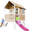 AXI Tom Speelhuis in Bruin/Wit - Met Verdieping en Paarse Glijbaan - Speelhuisje voor de tuin / buiten - FSC hout - Speeltoestel voor kinderen