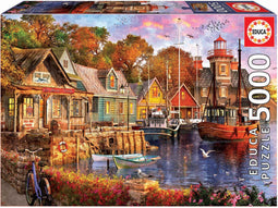 Educa puzzel Haven bij zonsondergang 5000 stukjes afmetingen: 157 cm breed 107 cm hoog