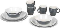 Bo-Camp - Servies - 16-delig - Onbreekbaar - Grijs (16 stuks)