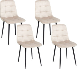 Set van 4 eetkamerstoelen POWELL Fluweel Beige