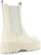 PS Poelman Kimmy - Dames Leren Chunky Chelsea Enkellaarzen - Beige Crème Wit - Maat 36