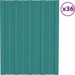 vidaXL - Dakpanelen - 36 - st - 60x45 - cm - gegalvaniseerd - staal - groen