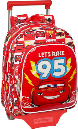 Schoolrugzak met Wielen Cars Let's race Rood Wit (27 x 33 x 10 cm)