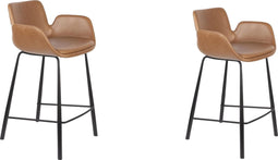 Zuiver Brit Counter Barkruk - Bruin - Leer - Set van 2