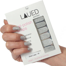 LAUED Nagelstickers - Nail Wraps - 16 Extreem Dunne Nagellak Stickers - Manicure Nail Art Folie - Silver Lady