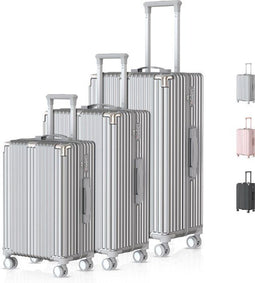 Voyagoux® - Reiskoffer set - 3 stuks - S/M/L - Zilver (3 stuks)
