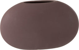 J-Line vaas Ovaal Plat - keramiek - donkerpaars - 17.5 cm hoog
