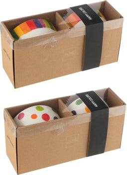 J-Line doos van 2 Kom Polka - porselein - mix - medium - 2 stuks