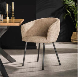 Eetkamerstoel Curve Bouclé - Zand | Meubelplaats (set van 2)