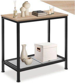 tectake® Filton - Bijzettafel - Industrieel design met 2 legplanken - Lichtbruin Eiken Sonoma