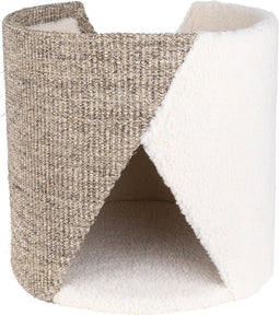 UNFOLD - Krabton - Teddy stof en sisal - 38 x 38 x 38 cm - Zwart en Merengue