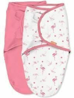 SUMMER Original Swaddle, deken, slaapzak, 0-3 maanden, veiligheid en warmte voor baby, roze flamingo fiesta, set van 2