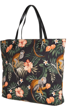 Schoudertas + Gratis BONUS Handtasje - "Exotic Jungle" - 100% Katoen (66x10x 2 cm)