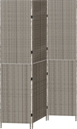 vidaXL - Kamerscherm - met - 3 - Panelen - - - Opvouwbaar - - - Grijs - - - 147x180 - cm - - - Poly - Rattan