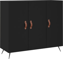 vidaXL - Dressoir - 90x34x80 - cm - bewerkt - hout - zwart