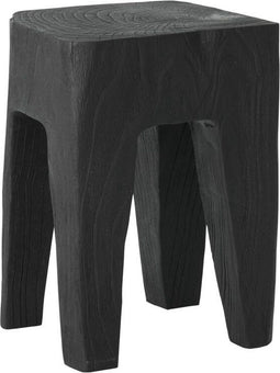 MUST Living Stool Vito Black,45x30x30 cm, black recycled teakwood with natural cracks