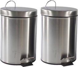 2x stuks pedaalemmers/prullenbakjes 3 liter RVS D21 x H30 cm zilver - Afvalbakken - Pedaalemmers
