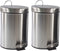 2x stuks pedaalemmers/prullenbakjes 3 liter RVS D21 x H30 cm zilver - Afvalbakken - Pedaalemmers