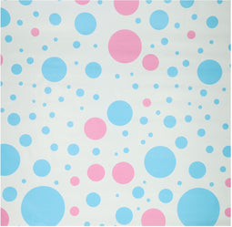 Cadeaupapier Blauw/Roze Stippen, 4mtr.