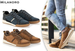 Milanoro - Sneakers voor heren - Comfortabel waterbestendig PU-leder - Cognac