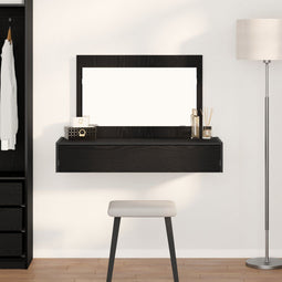 vidaXL - Wand-Montage - Make-Up - Tafel - in - Zwart - Eik, - 100x40x70 - cm