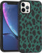 iMoshion Hoesje Geschikt voor iPhone 12 Pro / 12 Hoesje Siliconen - iMoshion Design hoesje - Zwart / Meerkleurig / Groen / Green Leopard