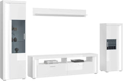 Furnilux Skylight - Woonkamercombinatie - Hoogglans MDF - Wit Grijs - 46x351x202cm