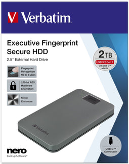 Verbatim Executive - Externe HDD - 2TB - USB 3.2 Gen 1 - Grijs