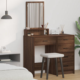 vidaXL - Make-uptafel - met - lades - in - bruin - eiken - 50x41x140 - cm