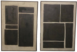 ESPRIT - Schilderij - Abstract Modern - Donkerbruin Lichtbruin 100 x 4 x 140 cm (2 stuks)