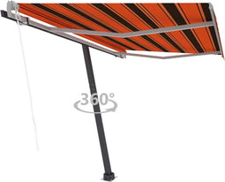 vidaXL - Luifel - vrijstaand - automatisch - 300x250 - cm - oranje - en - bruin