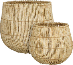 Mica Decorations Ronda - Opbergmanden - Set van 2 - H40 x Ø44 cm - Lichtbruin (2 stuks)