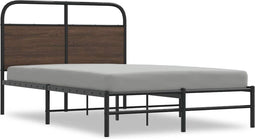 vidaXL - Bedframe - zonder - matras - bewerkt - hout - bruin - eikenkleur - 140x200 - cm