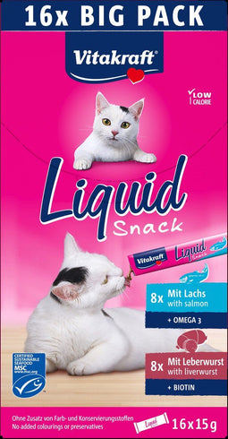 Vitakraft Liquid Snack Multipack - Kattensnack - Leverworst Zalm 16x15 g