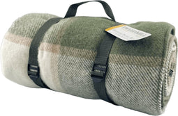 Picknickkleed Polo Geblokt Groen - Wol - Leren Draagset - Waterdicht - 145x183cm - Tweedmill