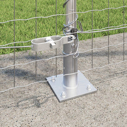 vidaXL - Hekpalen - met - Basisplaten - 7 - stuks - Ø32mm - 68,5cm - Gegalvaniseerd - Staal