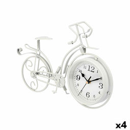 Bordsklocka Fiets Wit Metaal 33 x 22,5 x 4,2 cm (4 Stuks)